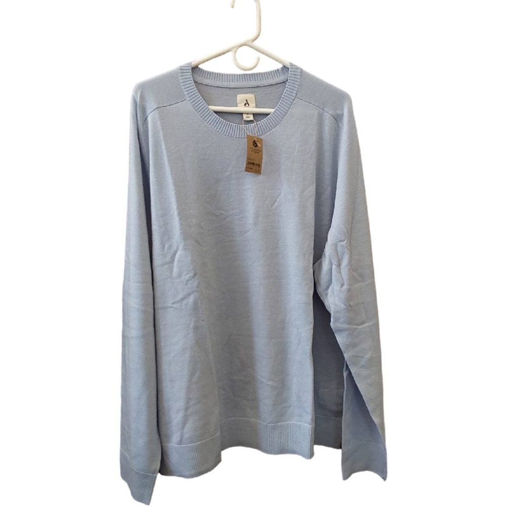 NWT Mens Merino Light Blue Sweater. Size 3X